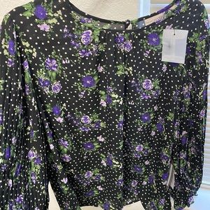 Black with purple flowers top, NWT never worn